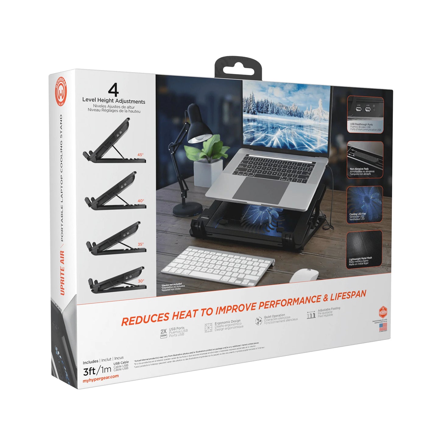 HyperGear UpRite Air Portable Laptop Cooling Stand with LED Fan