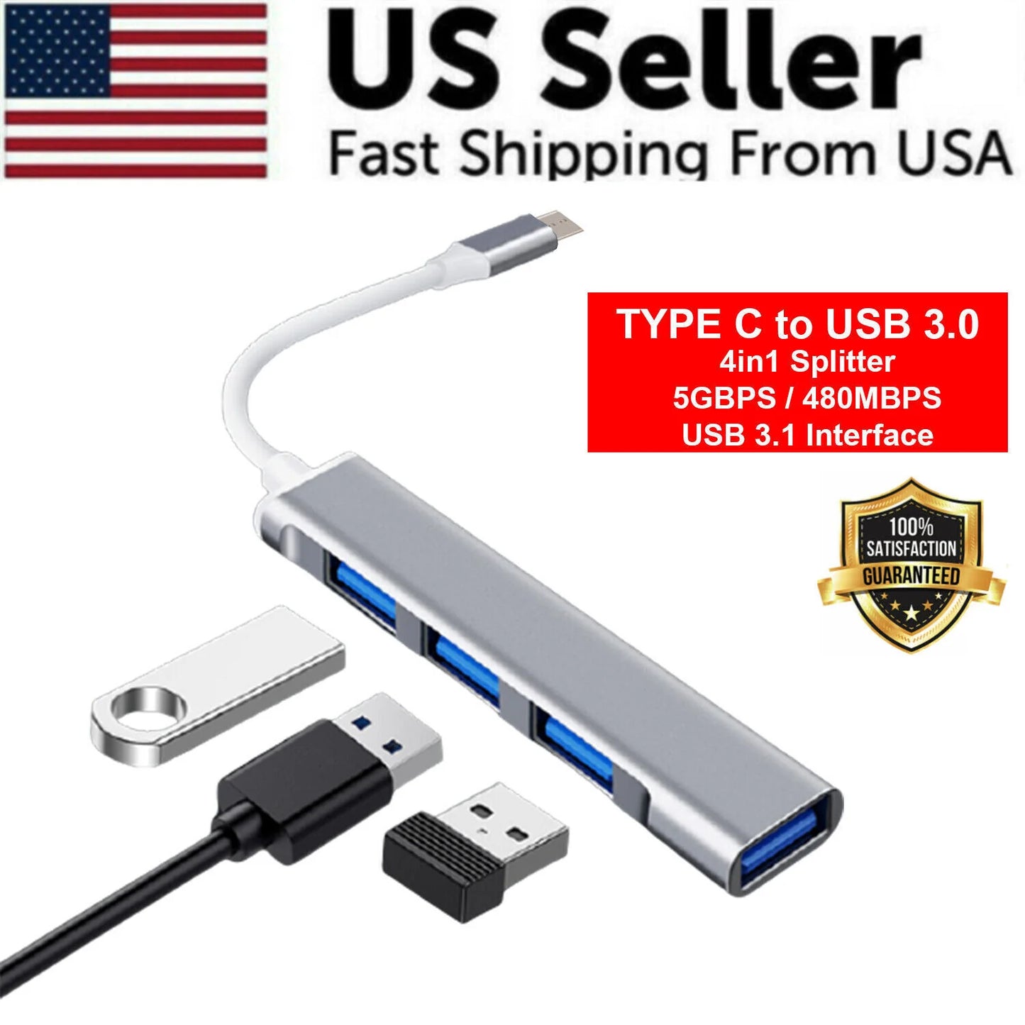 Premium USB-C Hub Adapter for MacBook Pro & Air (5-in-1 / 7-in-1) – 4K HDMI, Thunderbolt 3, SD/TF Card Reader & USB Expansion