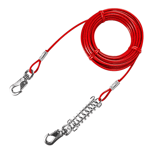 Cable de Acero para Perros (60–120 lb) – 20 Pies Resistente con Clips Giratorios