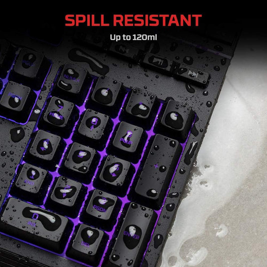 HyperX Núcleo de aleación RGB LED Xbox PlayStation PC Gaming Teclado de tamaño completo retroiluminado con cable táctil anti-fantasma, teclas silenciosas silenciosas, diseño inglés, marco duradero para configuración de computadora gamer, color negro