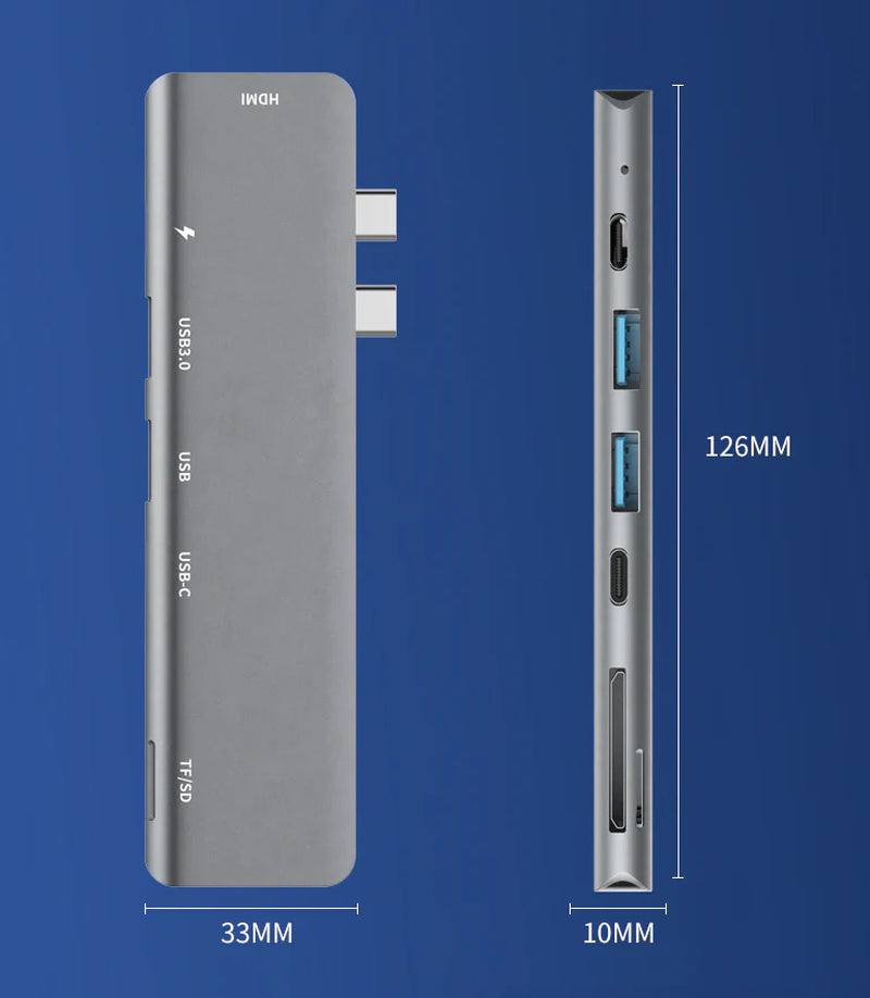 Premium USB-C Hub Adapter for MacBook Pro & Air (5-in-1 / 7-in-1) – 4K HDMI, Thunderbolt 3, SD/TF Card Reader & USB Expansion