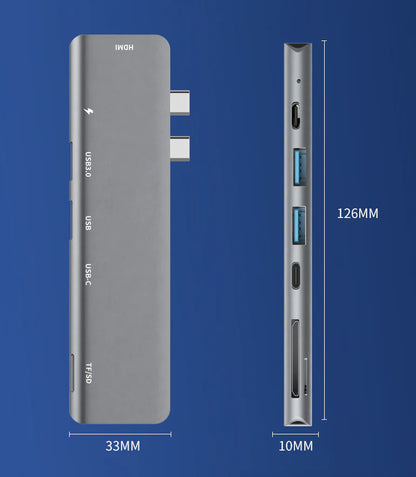 Premium USB-C Hub Adapter for MacBook Pro & Air (5-in-1 / 7-in-1) – 4K HDMI, Thunderbolt 3, SD/TF Card Reader & USB Expansion