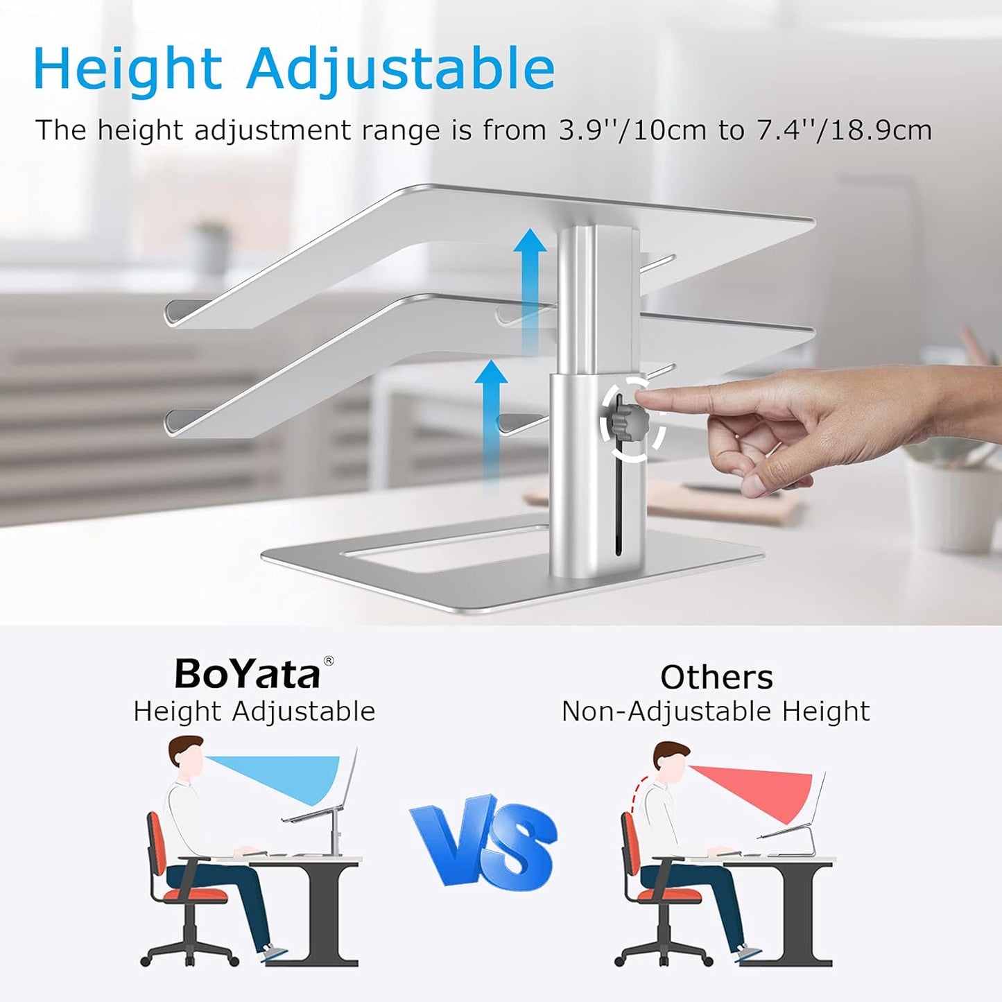 BoYata Adjustable Laptop Stand – Ergonomic, Sturdy & Cooling
