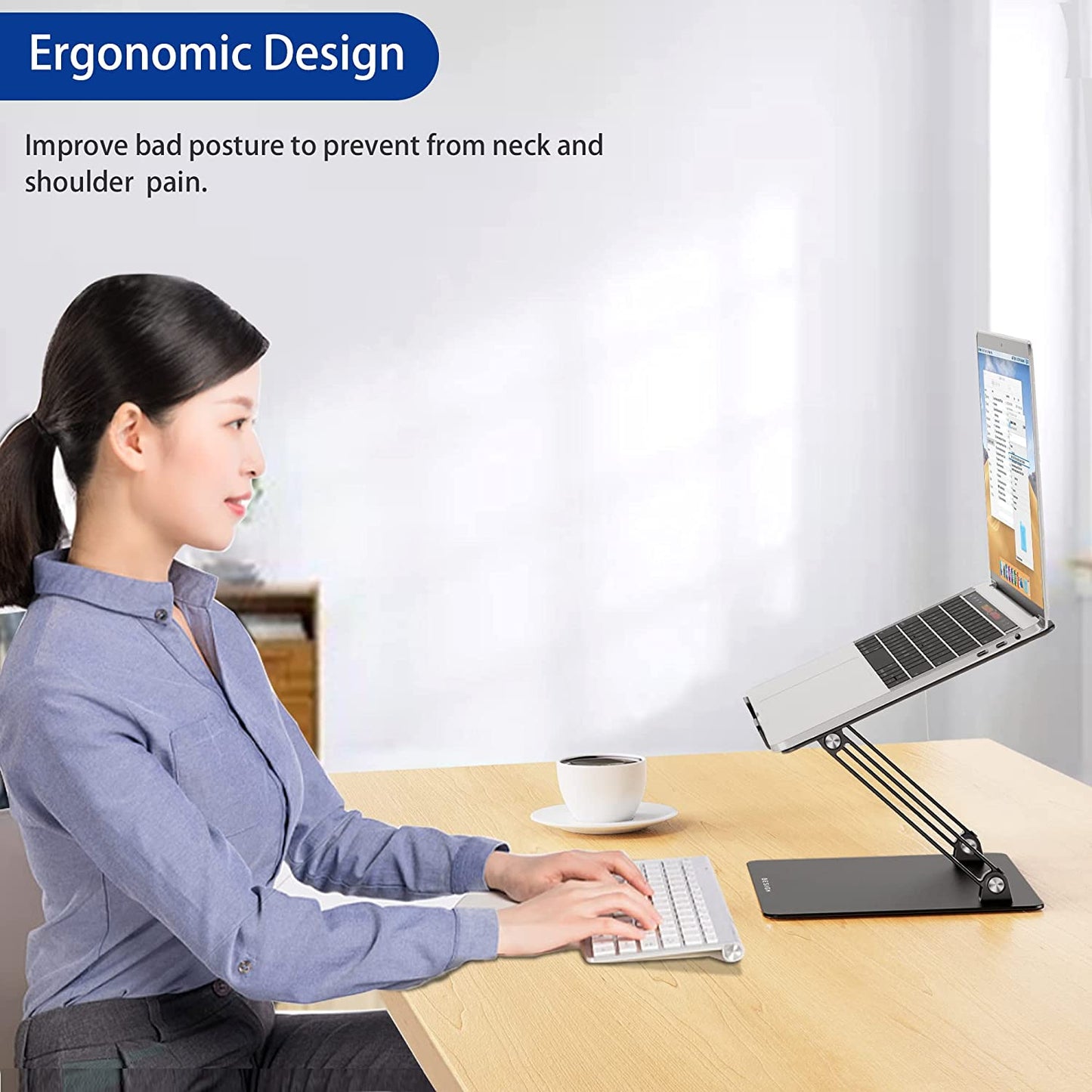 Besign LS10 Adjustable Laptop Stand – Ergonomic, Stable & Portable