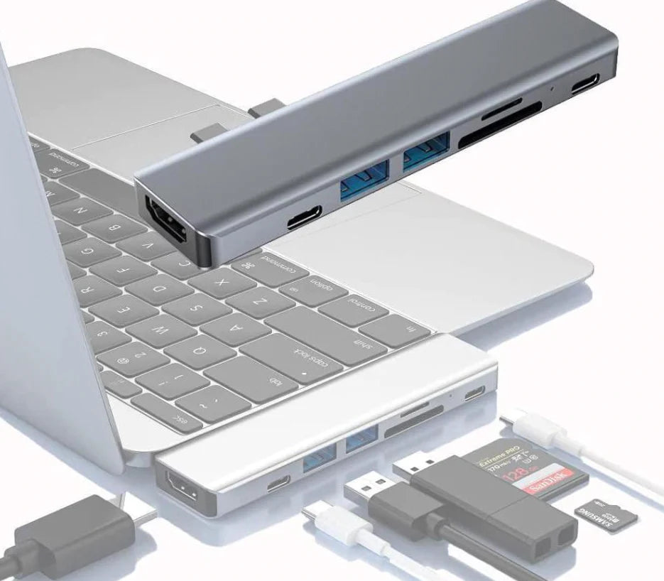 Premium USB-C Hub Adapter for MacBook Pro & Air (5-in-1 / 7-in-1) – 4K HDMI, Thunderbolt 3, SD/TF Card Reader & USB Expansion