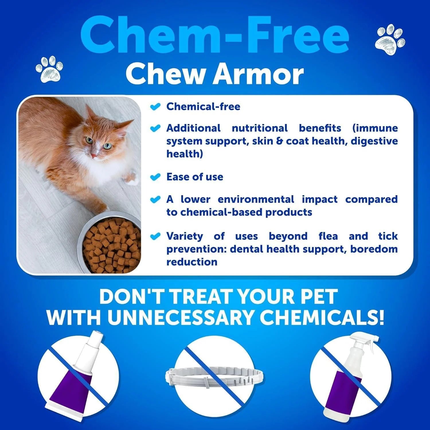 Natural Flea & Tick Prevention Chews for Cats – All-Natural, GMO-Free, Vitamin-Enriched