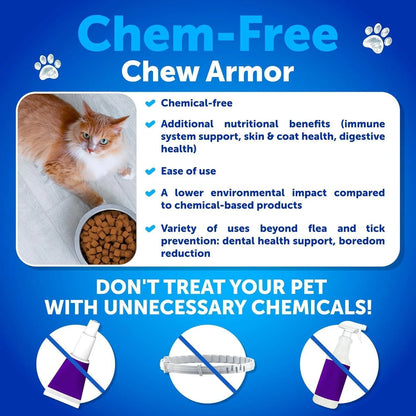 Natural Flea & Tick Prevention Chews for Cats – All-Natural, GMO-Free, Vitamin-Enriched