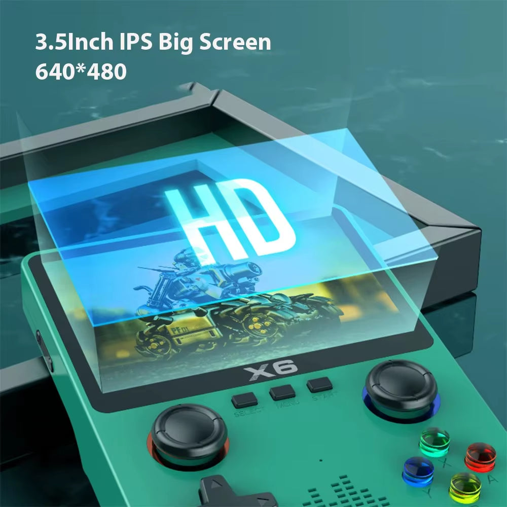 Portable Retro Game Console, X6 3.5" IPS Screen Handheld Game Player with Dual Joystick, 10,000+ Classic Games, Emulator Support, Travel Gaming Device