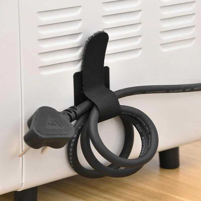 10Pcs Self-Adhesive Velcro Cable Ties – Reusable Nylon Wire Organizers for Home & Office 