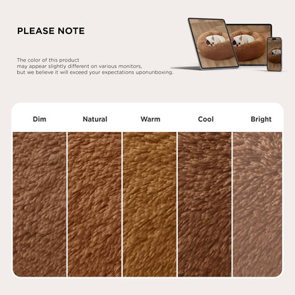 Calming Cat Beds for Indoor Cats - Small Cat Bed Washable 20 Inches, Anti-Slip round Fluffy Plush Faux Fur Pet Bed, Fits up to 15 Lbs Pets, Camel