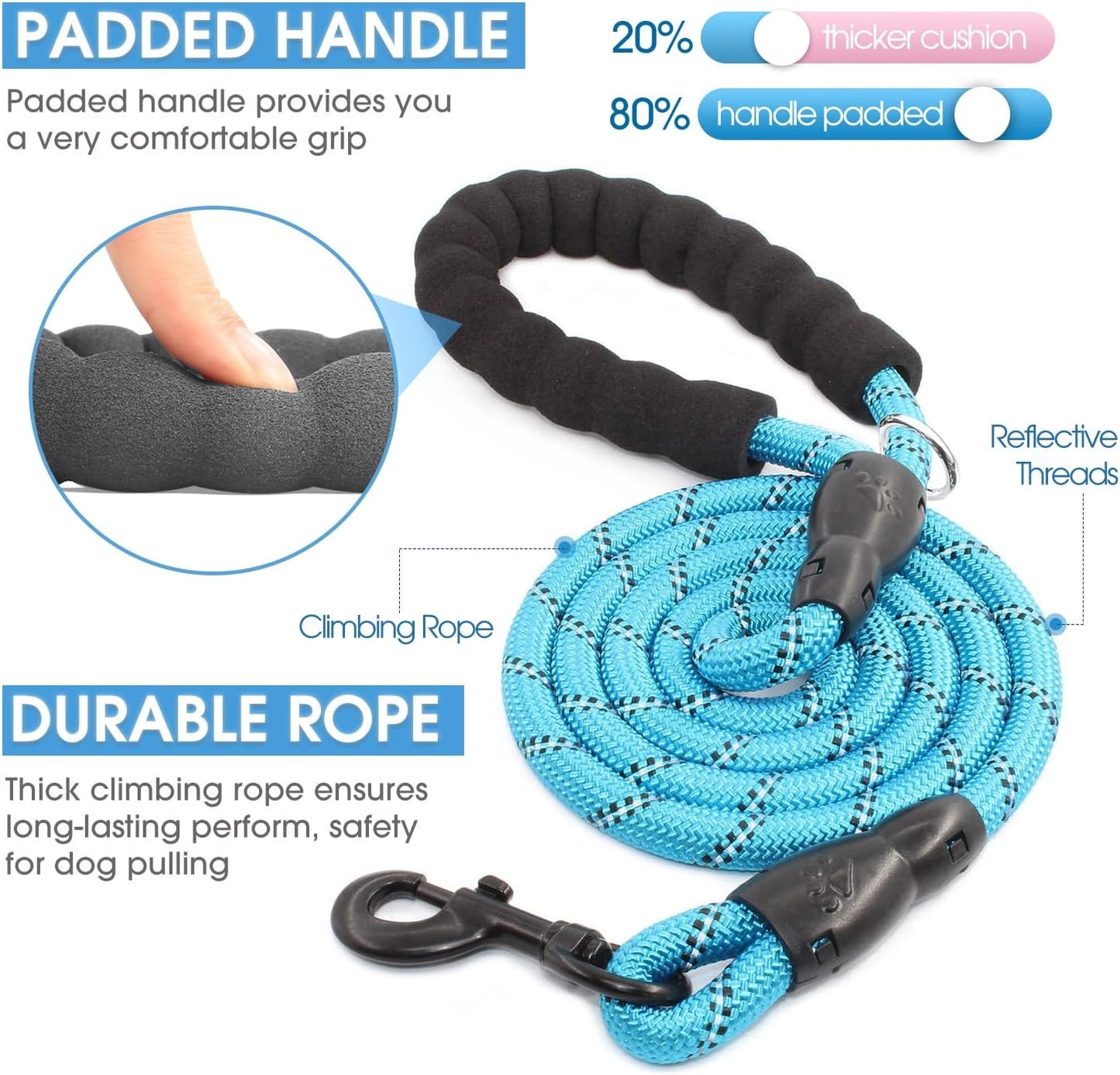 BAAPET Heavy Duty Dog Leash – 2 Pack Medium to Large Dogs with Bonus Accessories