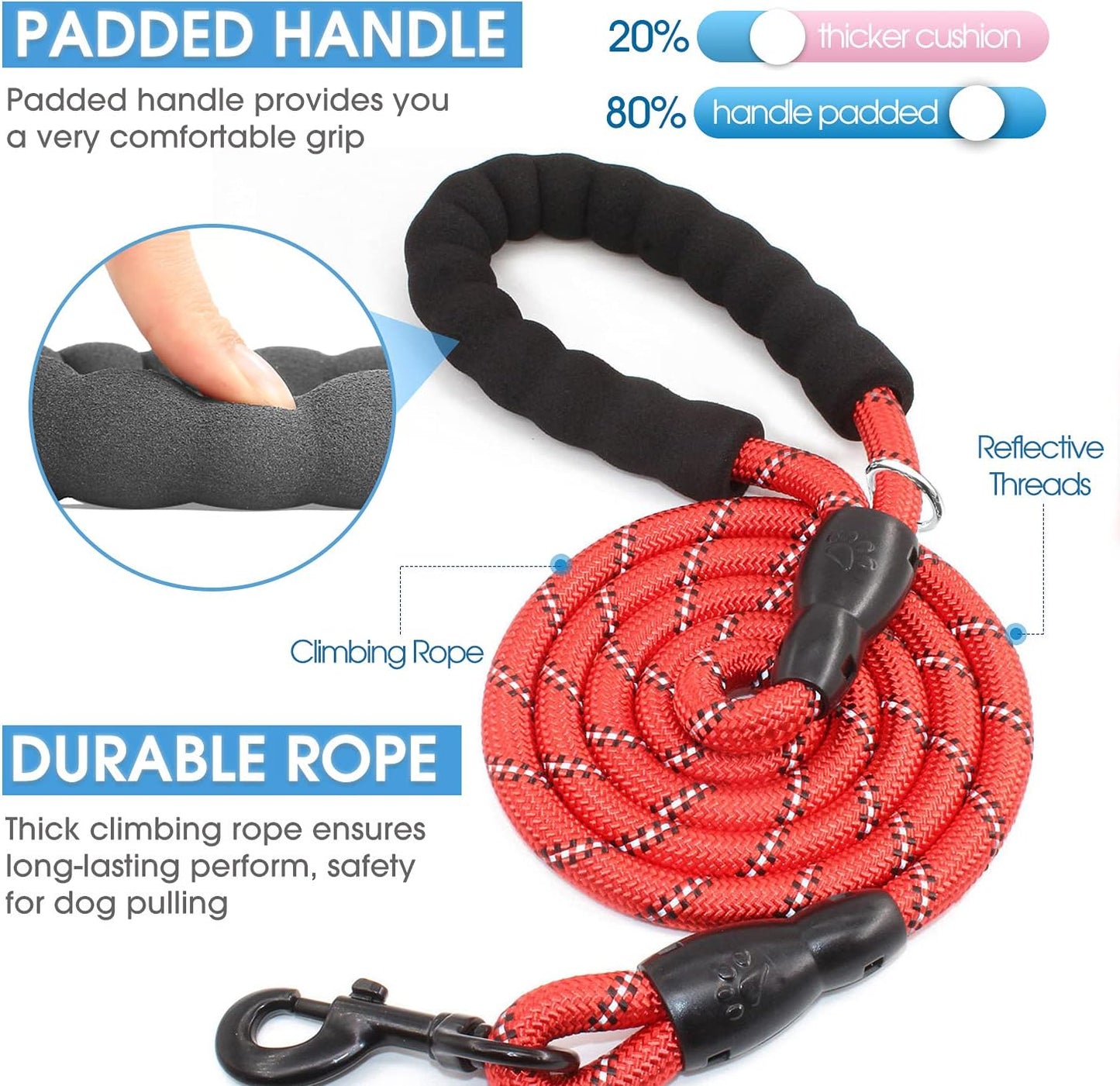 BAAPET Heavy Duty Dog Leash – 2 Pack Medium to Large Dogs with Bonus Accessories