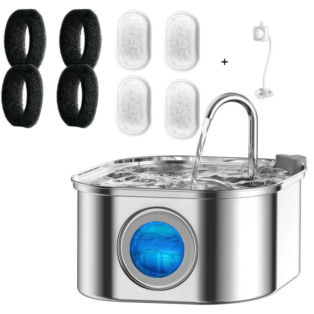 3L Stainless Steel Pet Water Fountain – Fresh, Clean & Quiet Hydration