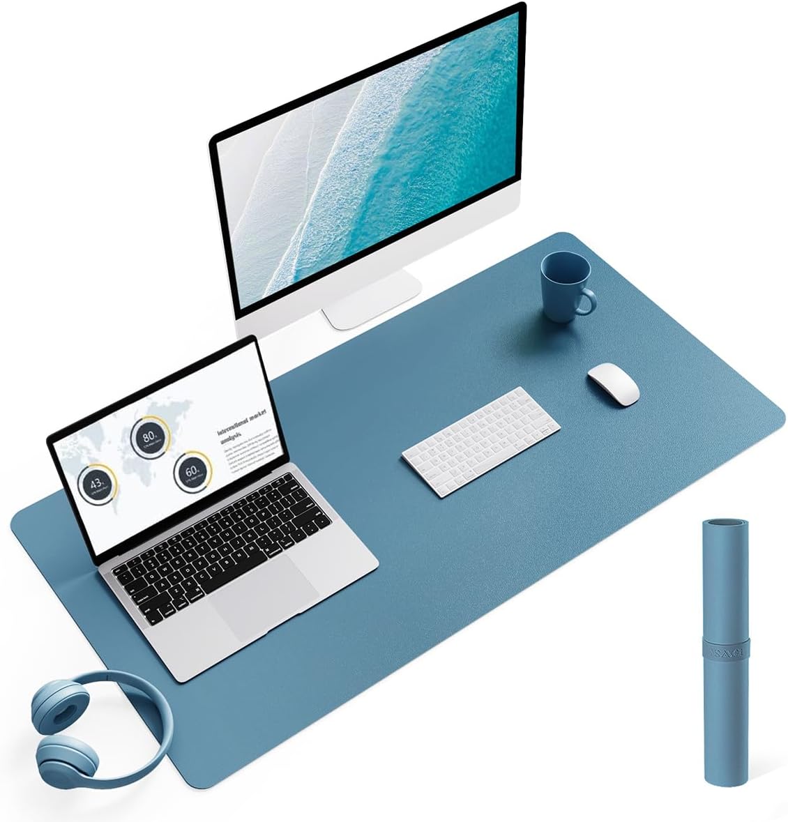 Non-Slip Leather Desk Pad L Size, Waterproof Laptop Computer Desk Keyboard Mat, Table Protector Blotter Mat, Large Mouse Pad for Office/Work/Home/Decor(Dark Pink, 35.4" X 17")