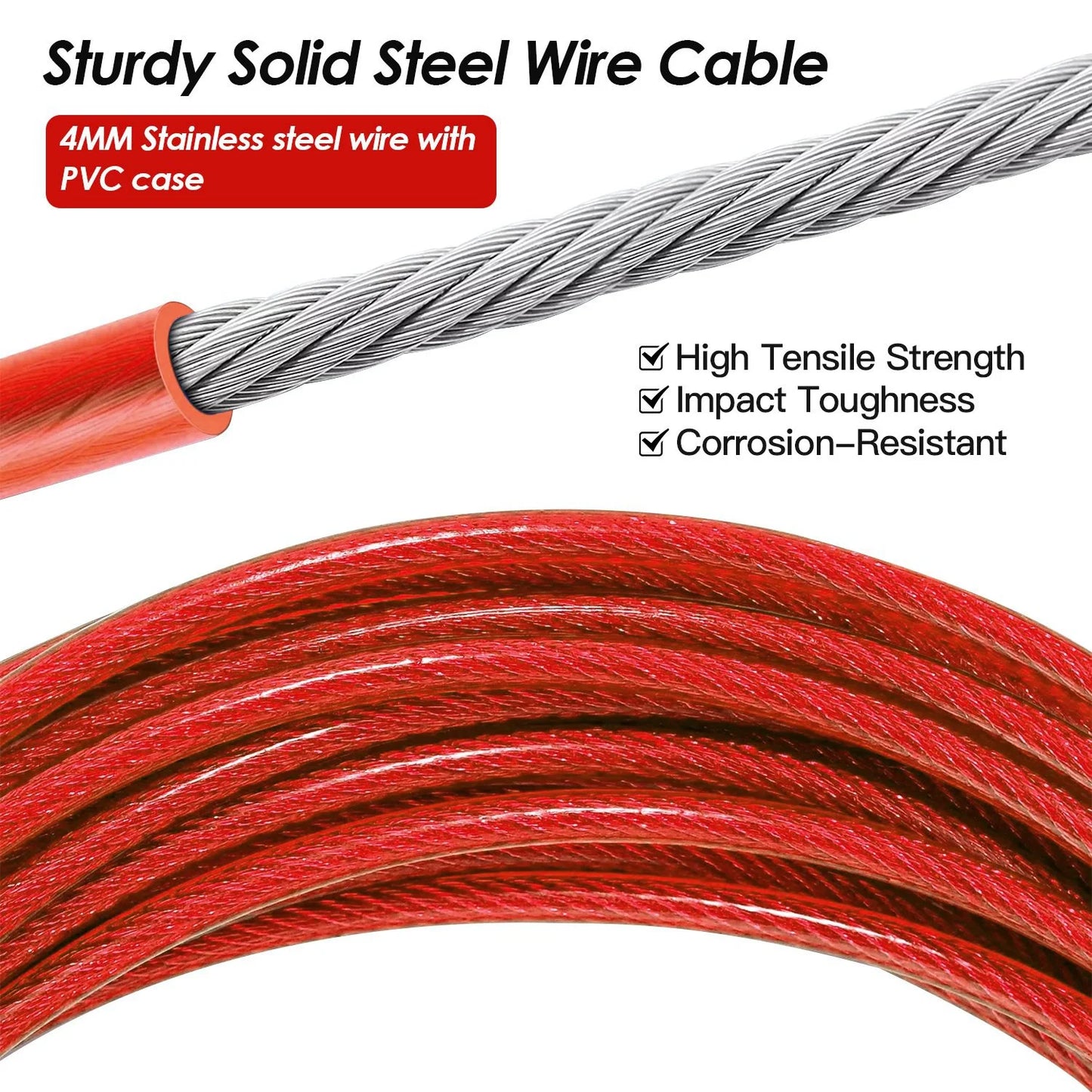 Cable de Acero para Perros (60–120 lb) – 20 Pies Resistente con Clips Giratorios