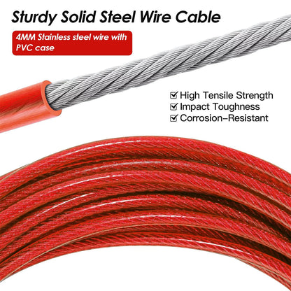 Cable de Acero para Perros (60–120 lb) – 20 Pies Resistente con Clips Giratorios