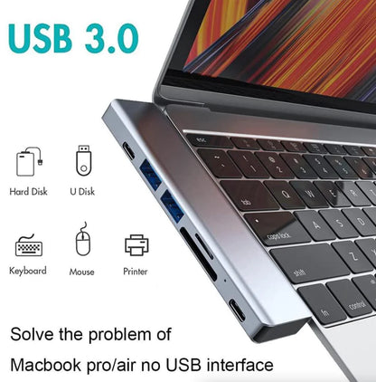 Premium USB-C Hub Adapter for MacBook Pro & Air (5-in-1 / 7-in-1) – 4K HDMI, Thunderbolt 3, SD/TF Card Reader & USB Expansion