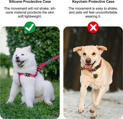 Airtag Dog Collar Holder 2-Pack – Soft Silicone Protective Case for Apple AirTag, Secure Pet Tracker Attachment for Dogs & Cats