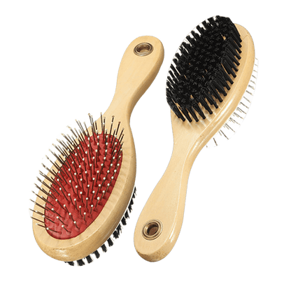 Cepillo Doble Maxcotas para Perros y Gatos – Cerdas Suaves y Mango de Madera