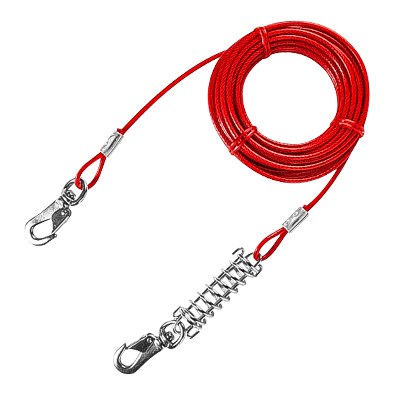 Cable de Acero para Perros (60–120 lb) – 20 Pies Resistente con Clips Giratorios