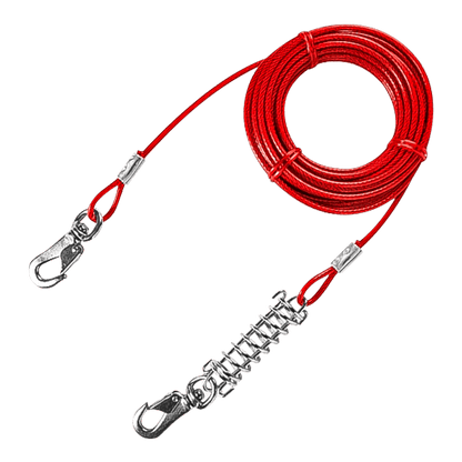 Cable de Acero para Perros (60–120 lb) – 20 Pies Resistente con Clips Giratorios