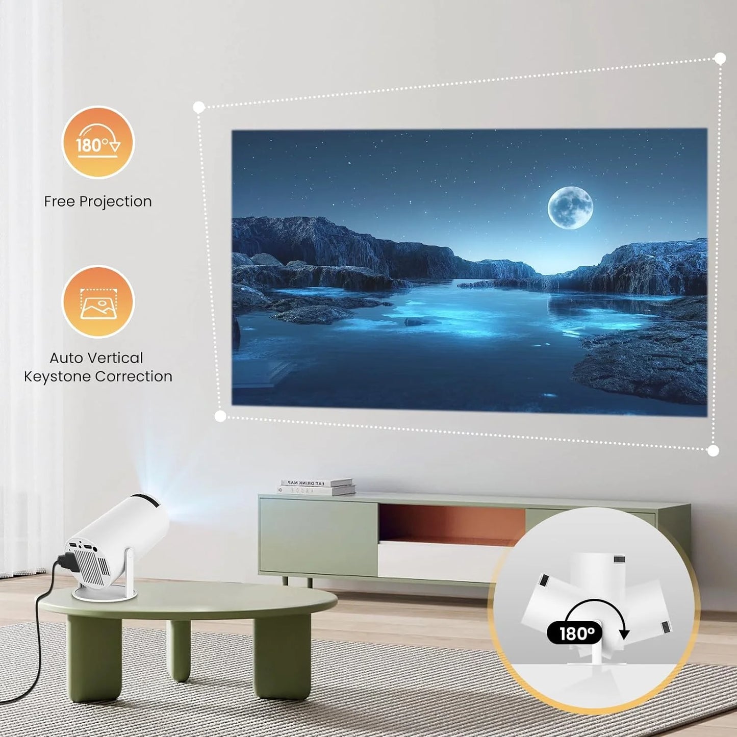 Dracolight Mini Smart Projector 4K Supported with WiFi 6 & Android 11 – 8000 Lumens Home Theater Projector