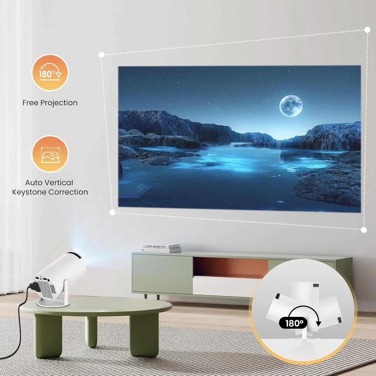 Dracolight Mini Smart Projector 4K Supported with WiFi 6 & Android 11 – 8000 Lumens Home Theater Projector