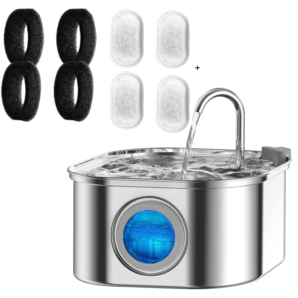 3L Stainless Steel Pet Water Fountain – Fresh, Clean & Quiet Hydration