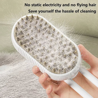3-in-1 Pet Grooming Brush – Electric Dog & Cat Hair Brush with Steam Spray, Massage Comb & Hair Removal, Anti-Static & Anti-Flying Fur Design