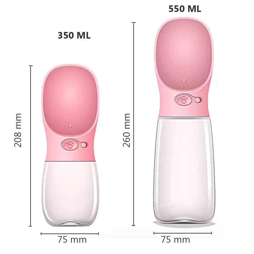 Portable Dog Water Bottle – Outdoor Travel Pet Water Dispenser with Bowl, Leak-Proof Design, Food-Grade Plastic, 350ml/550ml