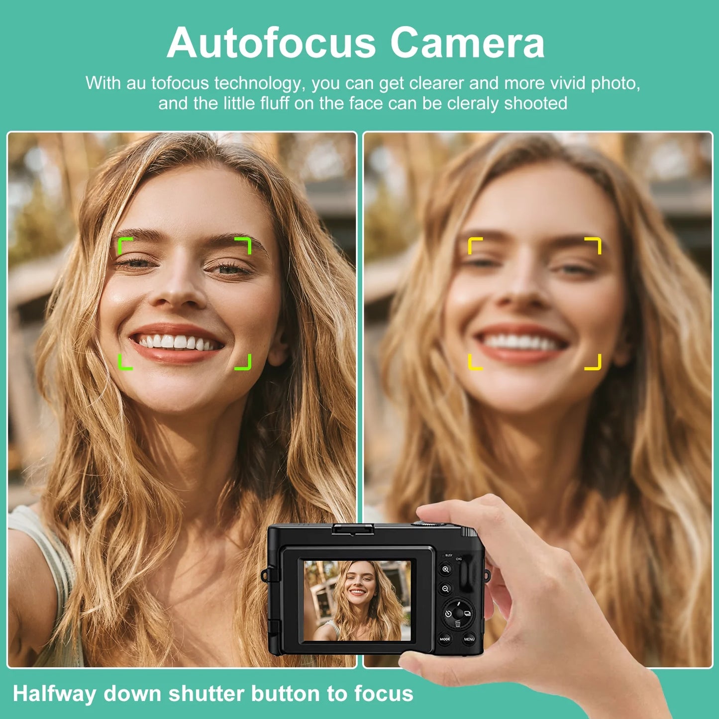 4K Vlogging Camera with Flip Screen – 48MP Digital Camera for Photography & YouTube, Autofocus, 16X Zoom, Compact Video Camera with 32GB SD Card Included