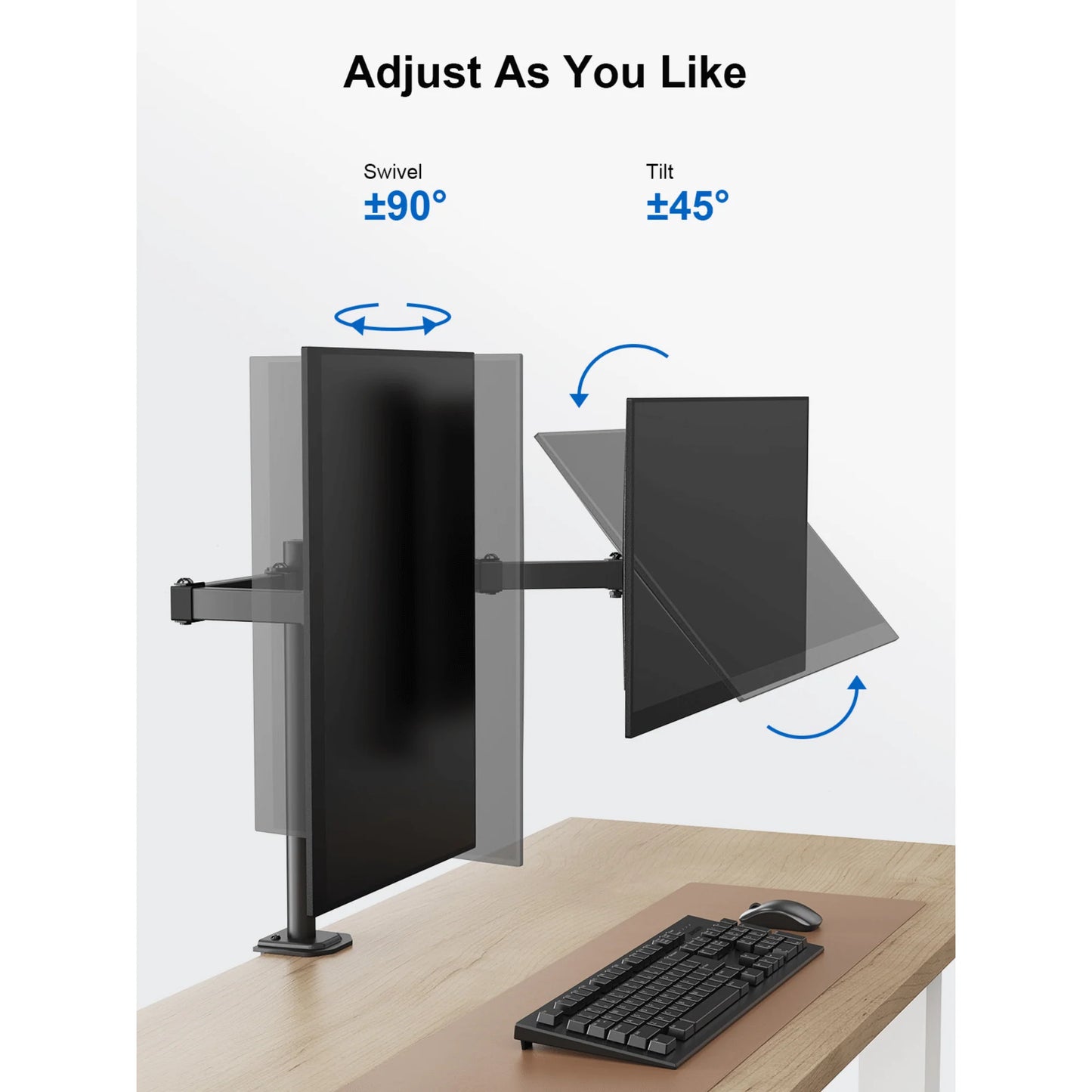 Ergoav Motion Desk Stand for Dual Monitors 13" to 27" up to 17Lbs