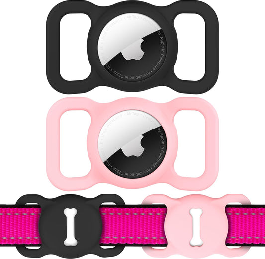 Airtag Dog Collar Holder 2-Pack – Soft Silicone Protective Case for Apple AirTag, Secure Pet Tracker Attachment for Dogs & Cats