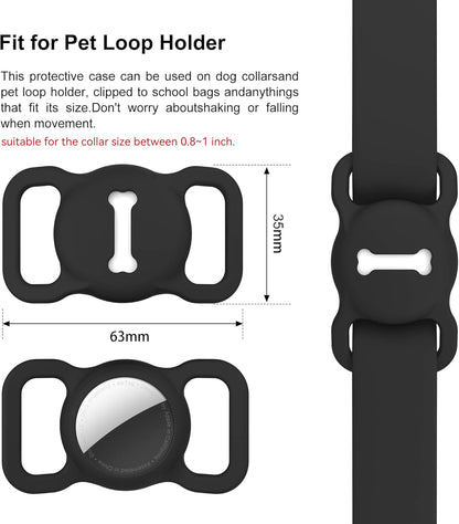 Airtag Dog Collar Holder 2-Pack – Soft Silicone Protective Case for Apple AirTag, Secure Pet Tracker Attachment for Dogs & Cats
