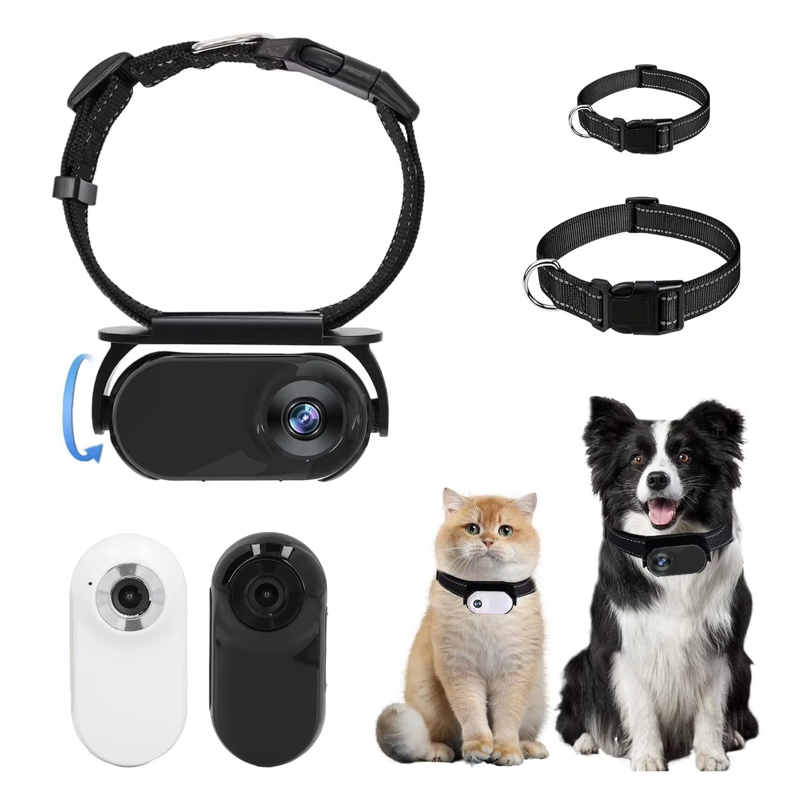 Pet Collar Camera with 120° Wide-Angle Lens – HD Video & Photo Recording, OTG Phone Connection, Adjustable Collar & Magnetic Clip