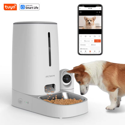 Wi-Fi Smart Automatic Pet Feeder 4L for Cats & Dogs – APP Control, Portion Scheduling, Stainless Steel Bowl, Low Food Alarm, Optional 1080P Camera