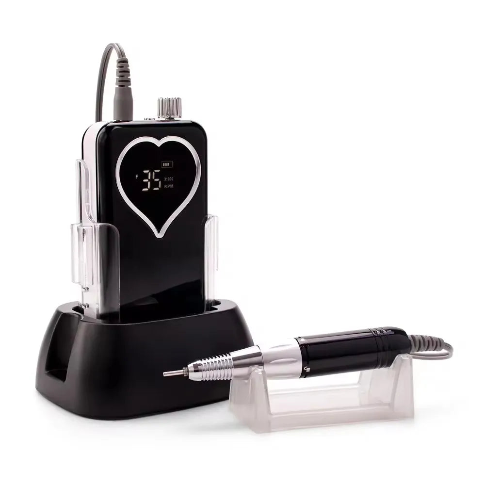 Nail Drill Machines for Manicure Drill Para Unas 35000 RPM Heart Portable Desktop Rechargeable Adjust Speed Low Noise Nail Drill