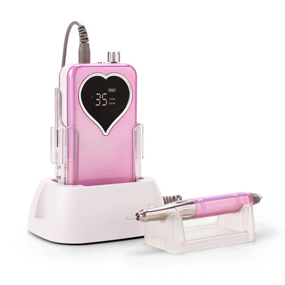 Nail Drill Machines for Manicure Drill Para Unas 35000 RPM Heart Portable Desktop Rechargeable Adjust Speed Low Noise Nail Drill