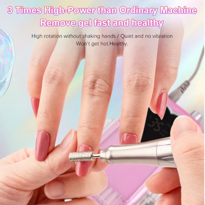 Nail Drill Machines for Manicure Drill Para Unas 35000 RPM Heart Portable Desktop Rechargeable Adjust Speed Low Noise Nail Drill