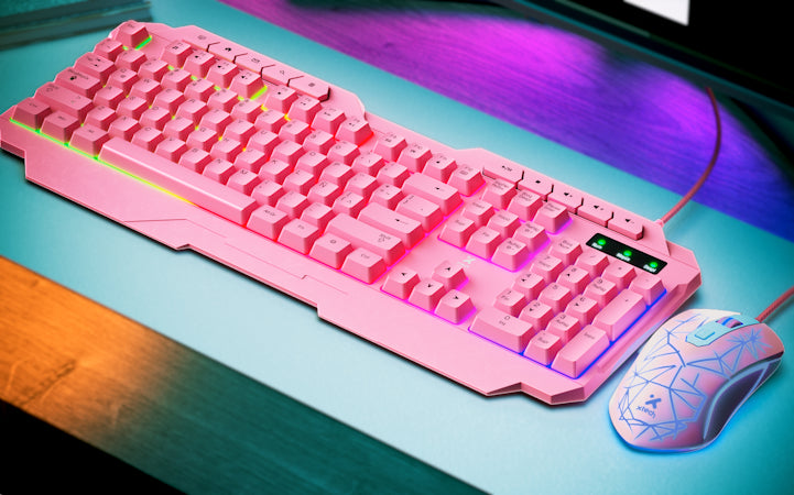 Combo Teclado y Mouse Gamer XTECH MIRANA XTK-540S RGB Rosado
