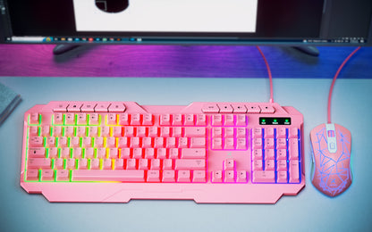 Combo Teclado y Mouse Gamer XTECH MIRANA XTK-540S RGB Rosado