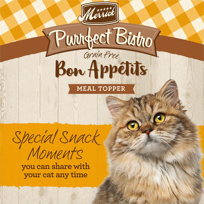 (Pack of 24) 3 Oz. Pouches Merrick Purrfect Bistro Bon Appétits Grain-Free Wet Cat Food Topper – Chicken Morsels in Gravy