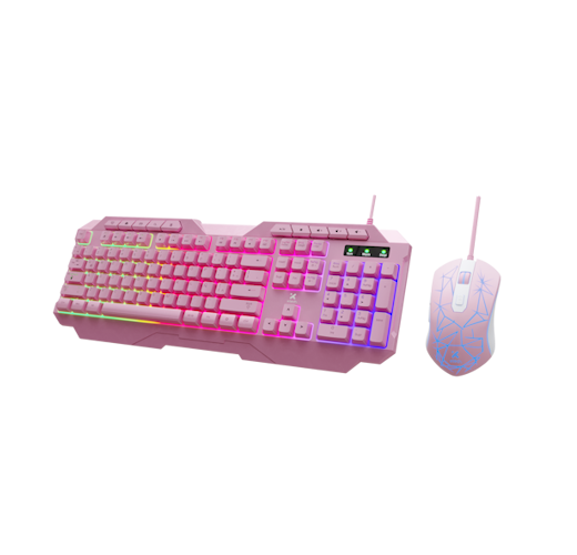 Combo Teclado y Mouse Gamer XTECH MIRANA XTK-540S RGB Rosado