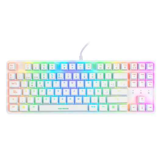 Teclado Mecánico TKL Eagle Warrior KG-Y282 Blanco RGB – Switch Azul Hot-Swap