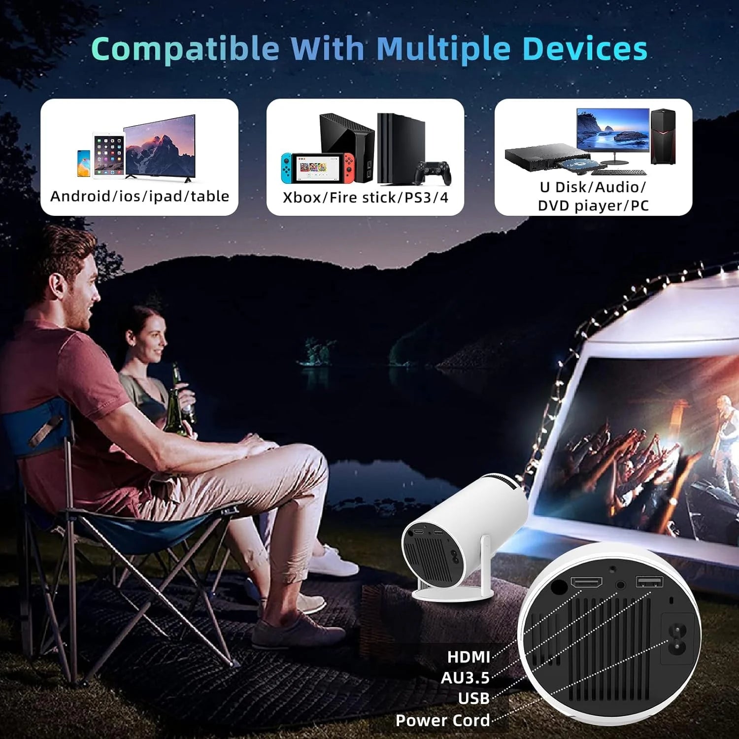 Dracolight Mini Smart Projector 4K Supported with WiFi 6 & Android 11 – 8000 Lumens Home Theater Projector