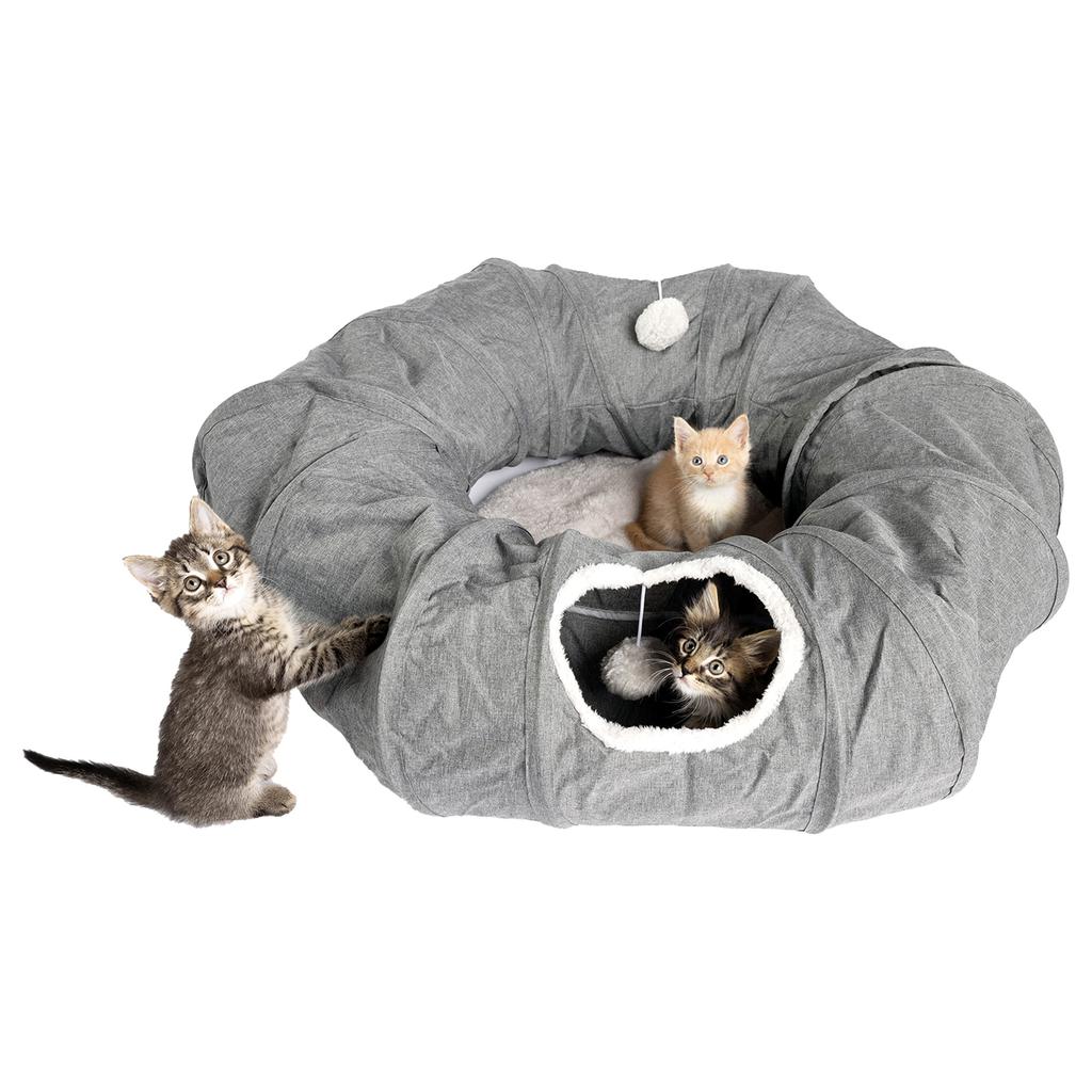 Companion Gear Túnel para Gatos con Cama y Juguetes Interactivos