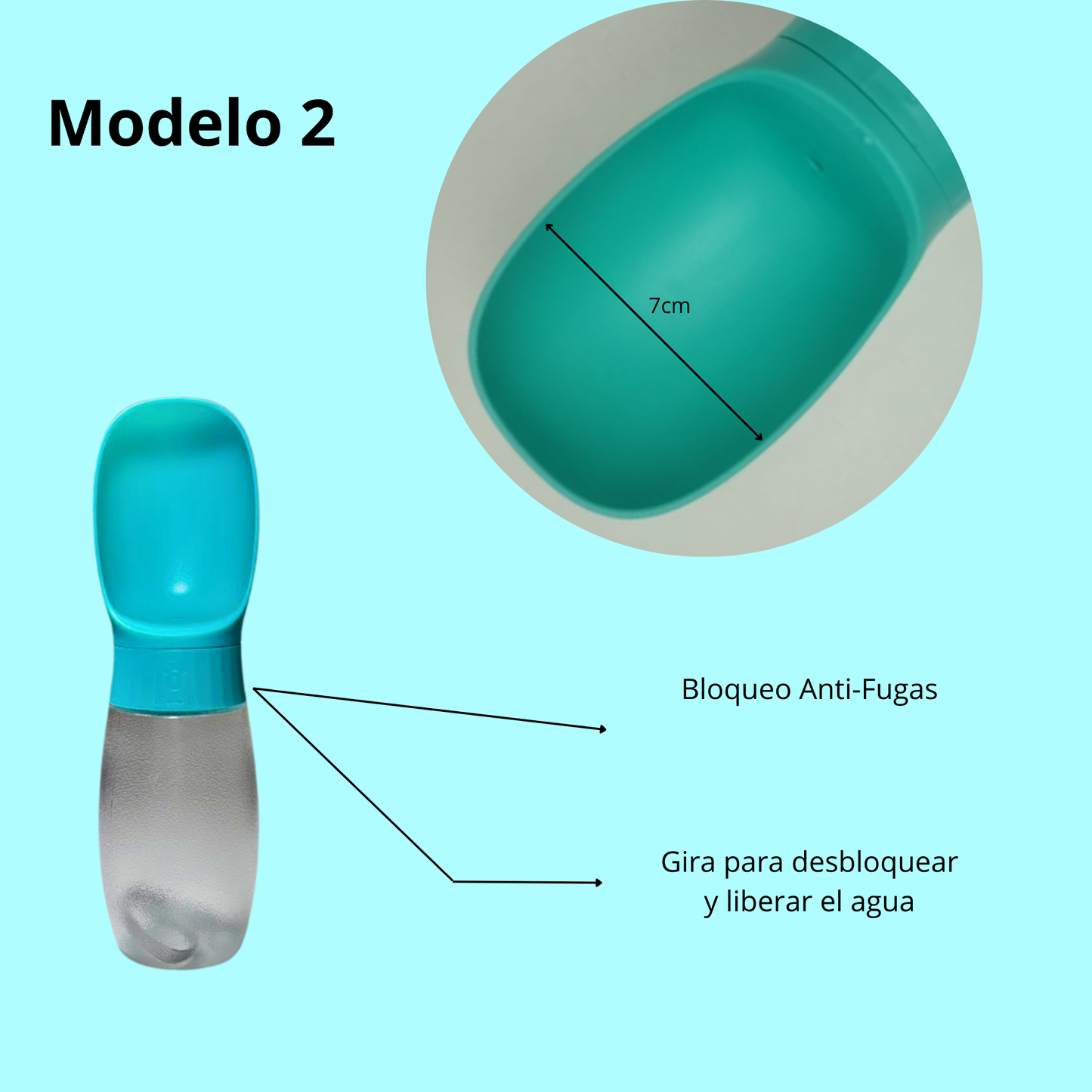 Botella de Agua Portátil para Perros con Sistema Antifugas