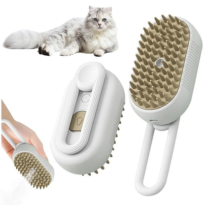3-in-1 Pet Grooming Brush – Electric Dog & Cat Hair Brush with Steam Spray, Massage Comb & Hair Removal, Anti-Static & Anti-Flying Fur Design