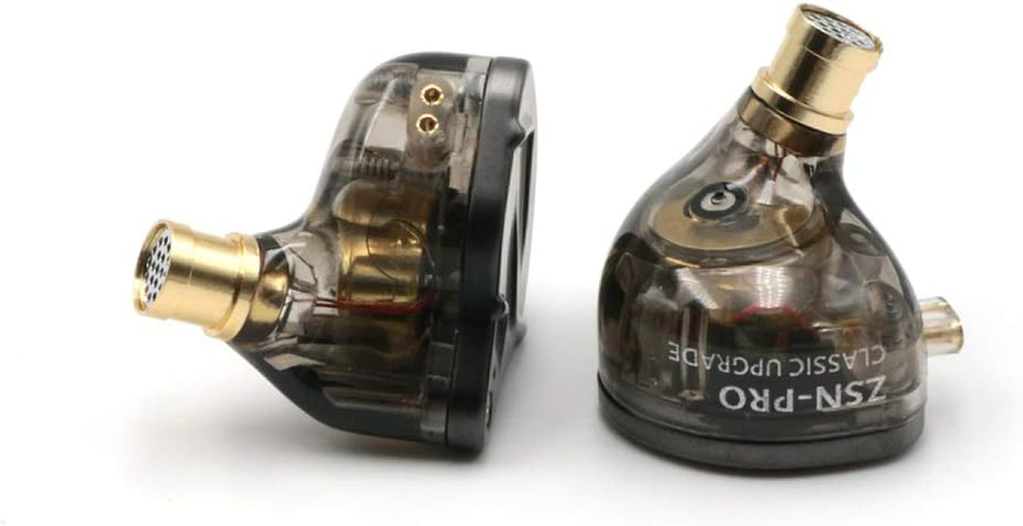 KZ ZSN Pro Hybrid Dual Driver Earphones – 1BA+1DD HiFi In-Ear Monitors with Detachable 2-Pin Cable, Noise Isolation, Zinc Alloy Faceplate (Black, No Mic)