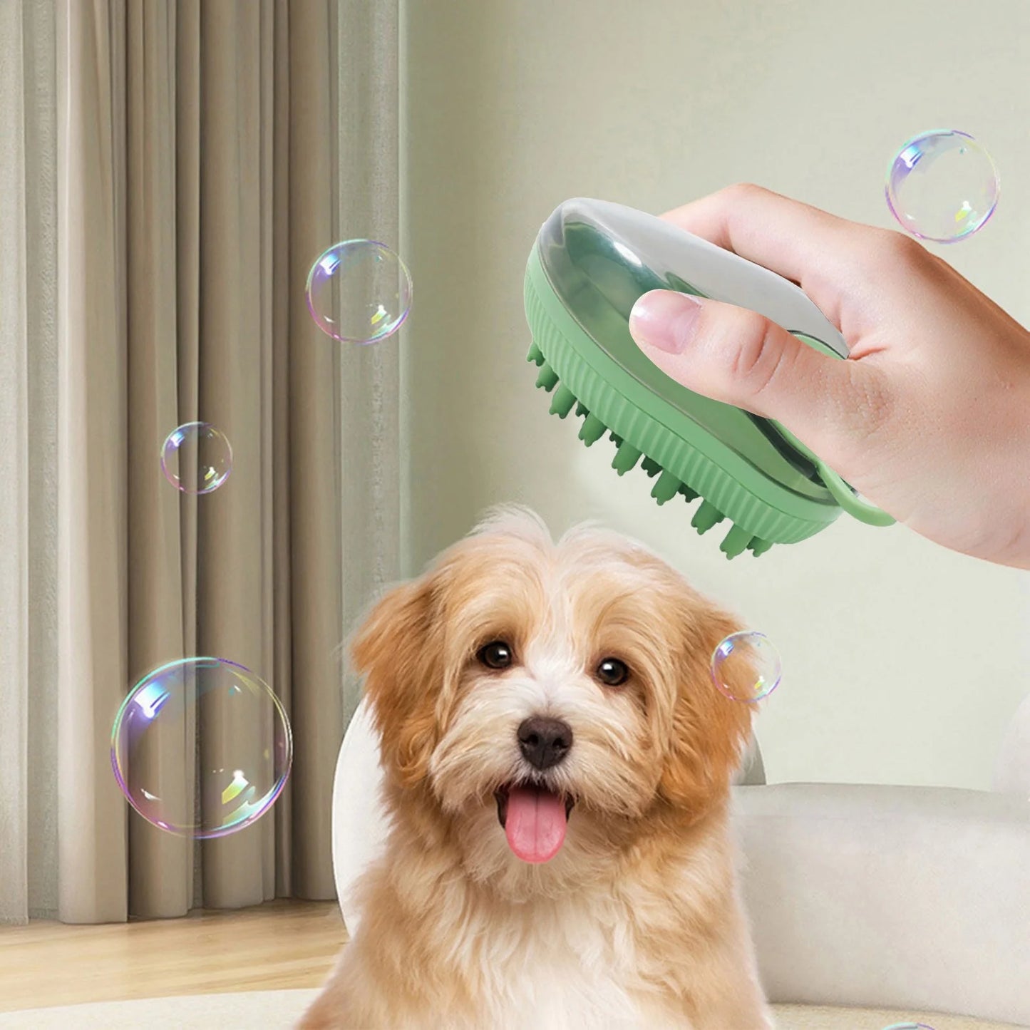 Cepillo de Baño para Mascotas con Dispensador de Shampoo